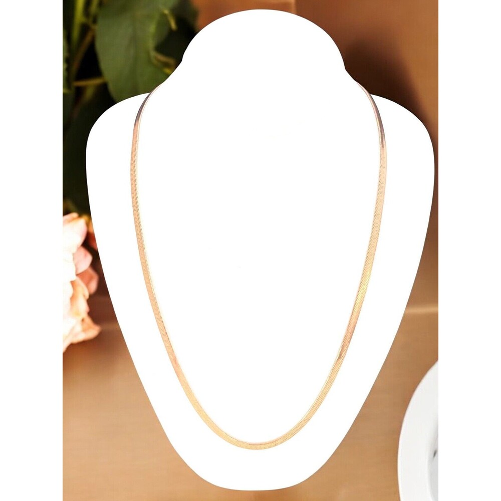Vintage Herringbone Necklace Flat Chain Gold Plated Classic Chic NB1